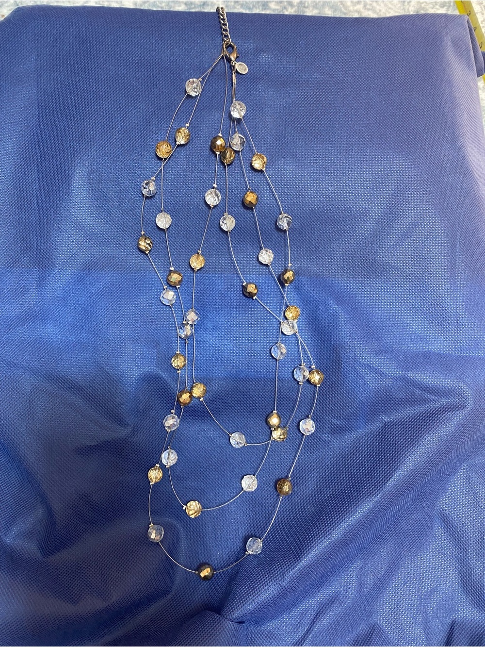Chico's Three-Strand Gold and Clear Crystal Necklace